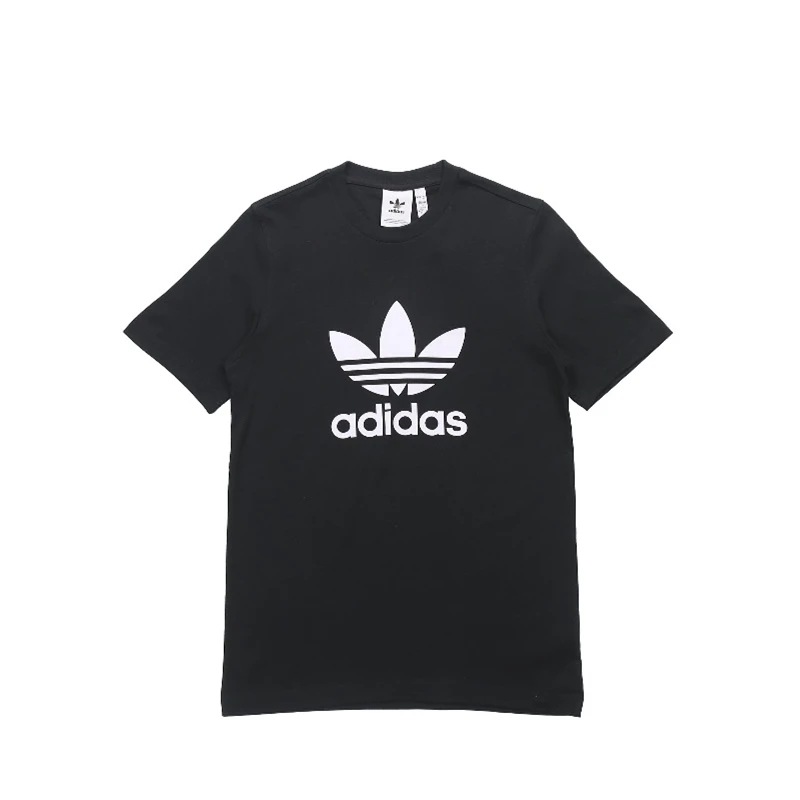 Adidas Originals Adicolor Trefoil Boxy Tee Letter Logo Printed Short Sleeve T-shirt Perfect Gift for Men and Women Alike Black