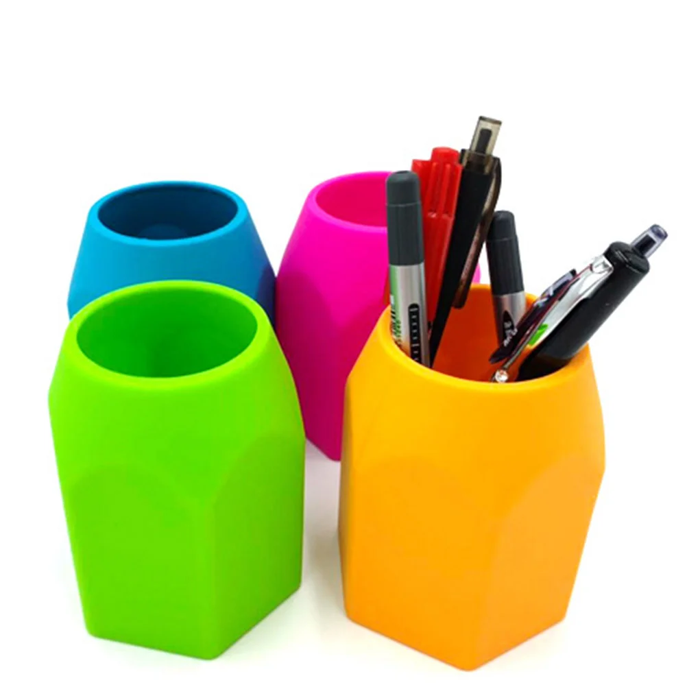 Silicone Pen Holder Pencil Container Desktop Stationery Organizer Multiple-use Desk Organizer for School Office (Orange)