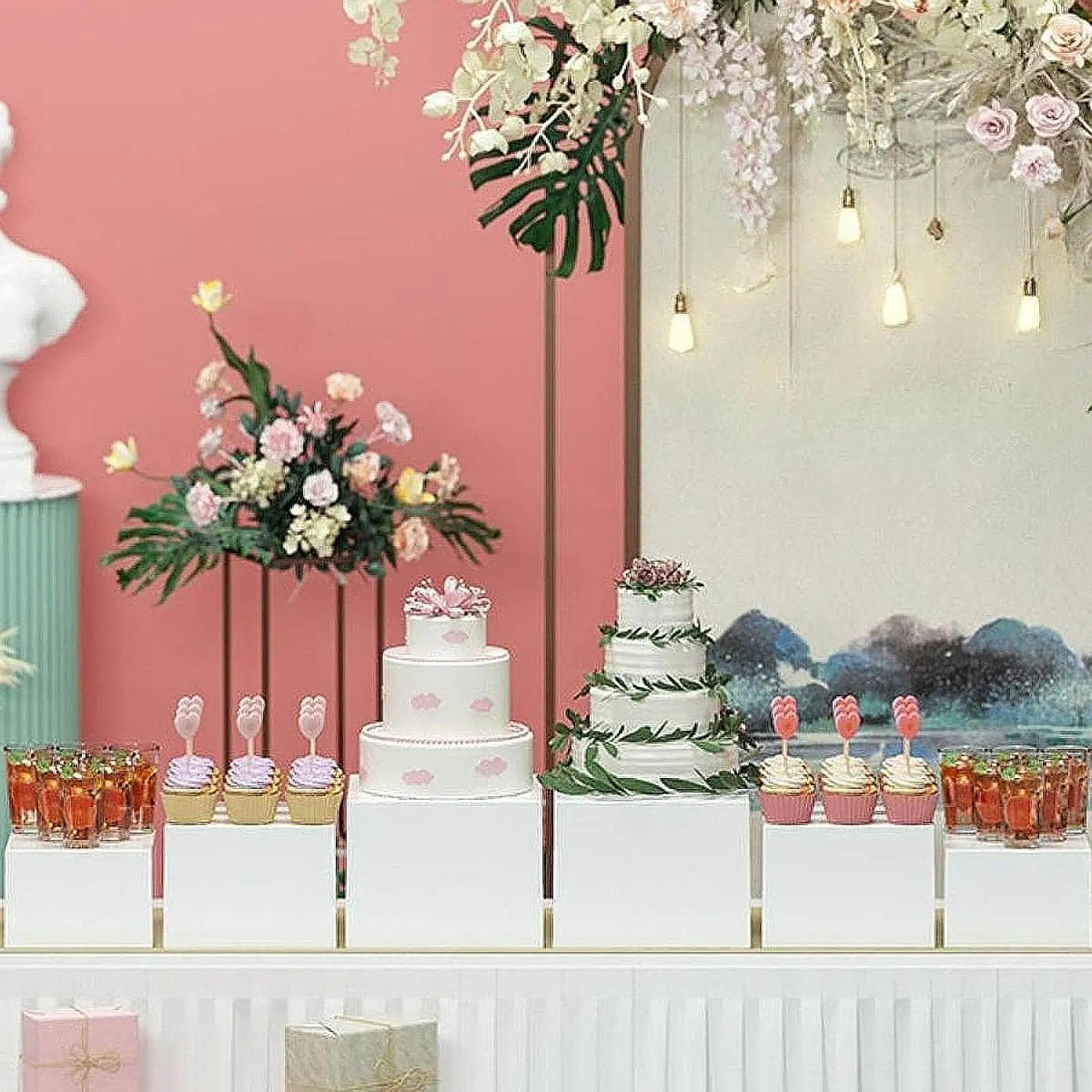 Buffet Riser Hollow Bottom Set Buffet Display Stands for Dessert Table Cupcake Organizer for Birthday Party