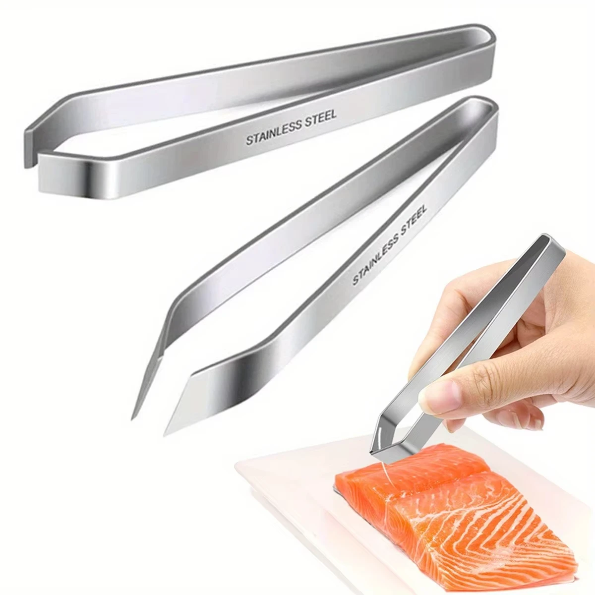 430 Stainless Steel 1pcs Fish Bone Tweezers Pincer Clip Tongs Puller Remover Fish Bone Plucking Clamp Kitchen Gadgets Tools