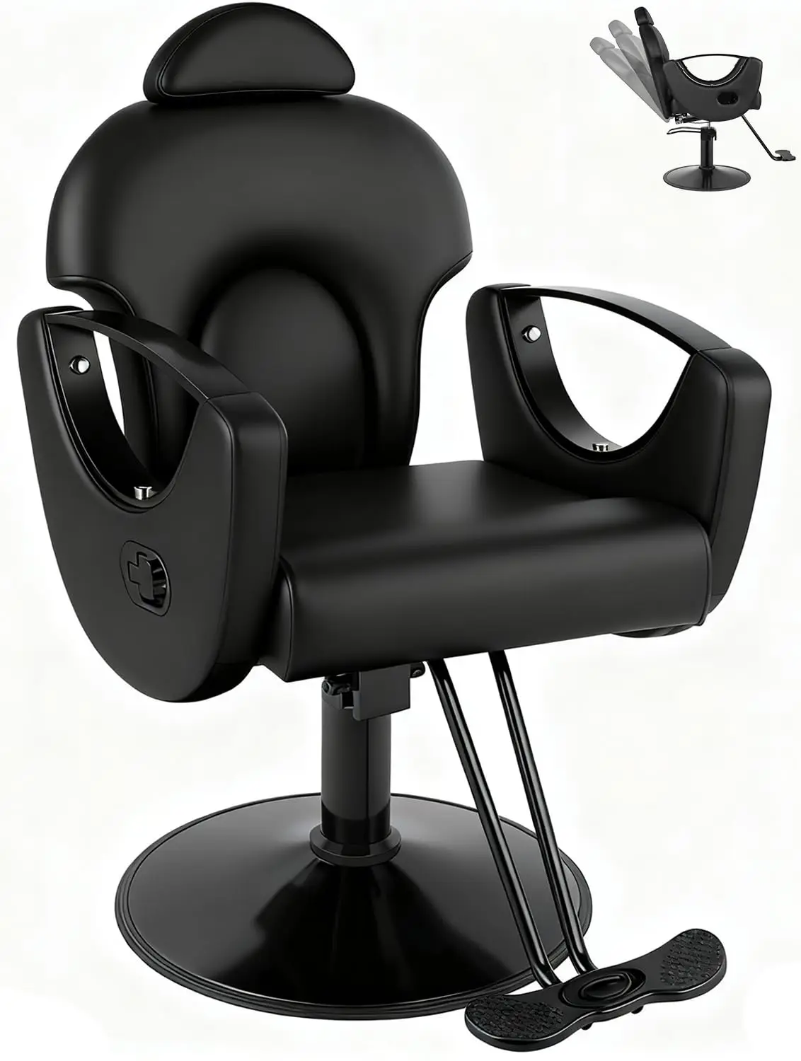 

Heavy-Duty Hydraulic Matte Black Salon Chair 360° Swivel Pump Barber Styling Spa Home 150kg