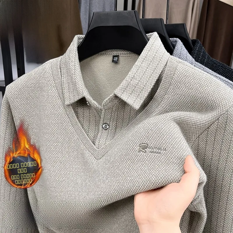 

Мужская зимняя трикотажная подкладка Thiened Fce с теплым воротником и базовым слоем, топ Faionable Ci Sle Busin Casual