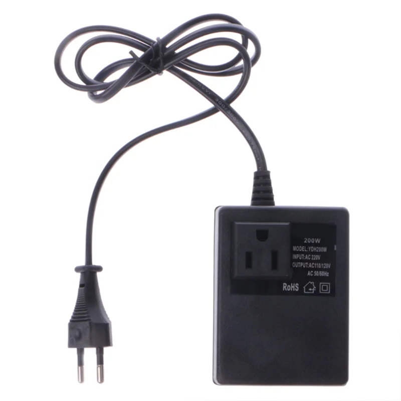 Sales! 200W AC 220V to 110V Reduce Transformer Convert Travel Power EU Plug Adapter