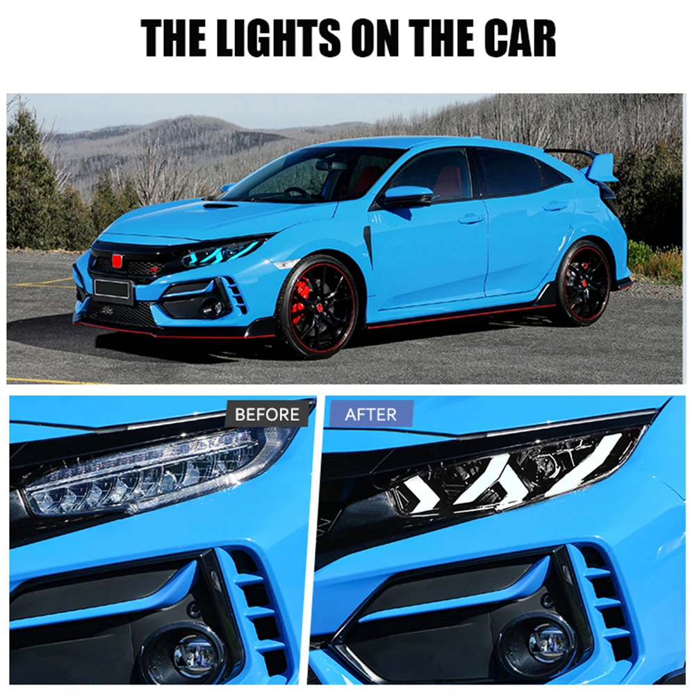 Headlights LED For Honda Civic 2016-2020 With Devil Eyes HeadLamps Assembly Projector Car Accessories Start-up Animation