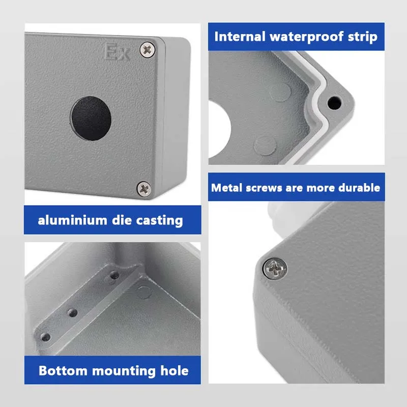 Metal cast aluminum waterproof button switch control box opening 22mm emergency stop switch button box aluminum alloy 1234 hole