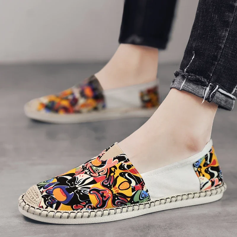 

Men's Canvas Shoes Hot Sale Ethnic Style Sewing Casual Flat Shoes Man Breathable Fisherman Shoes Men Espadrilles zapatos hombre