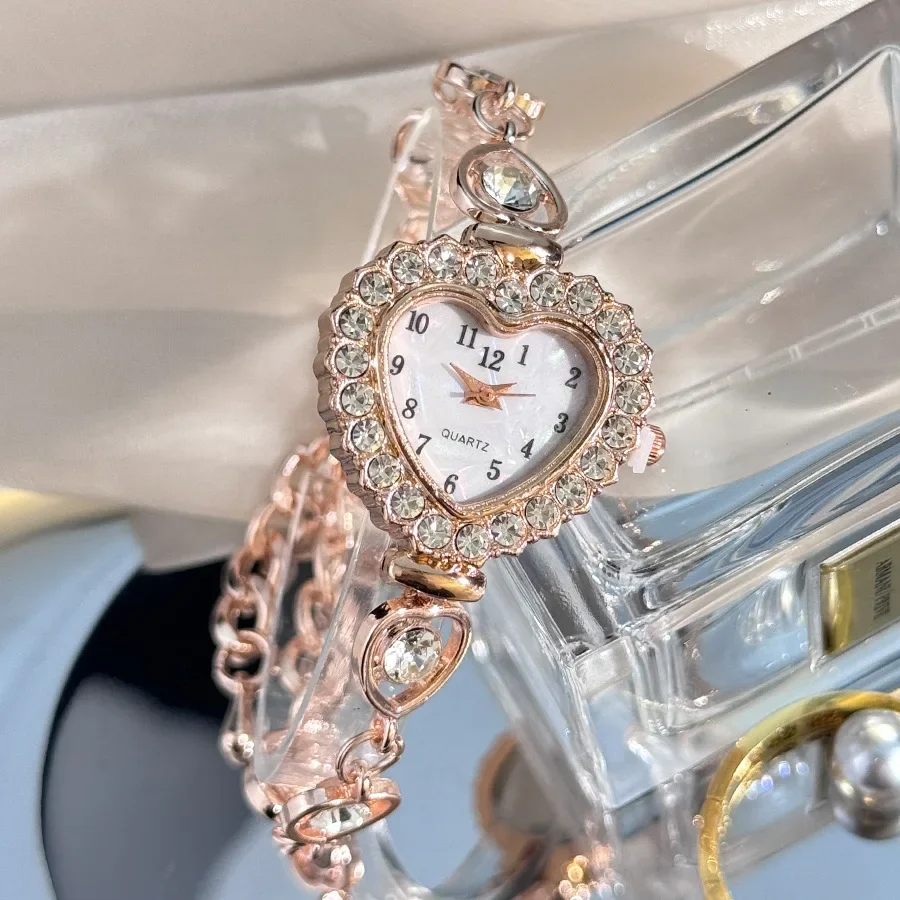 Fashion Women Watches Luxury Rhinestone Heart Small Dial Quartz Watch Ladies Bracelet Wristwatches Clock Relogio Reloj Mujer