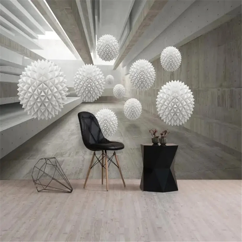 custom 3D wallpapers home decor Mural Geometry Wallpaper for Living Room Bedroom TV Backdrop Landscape art White Ball wall paper