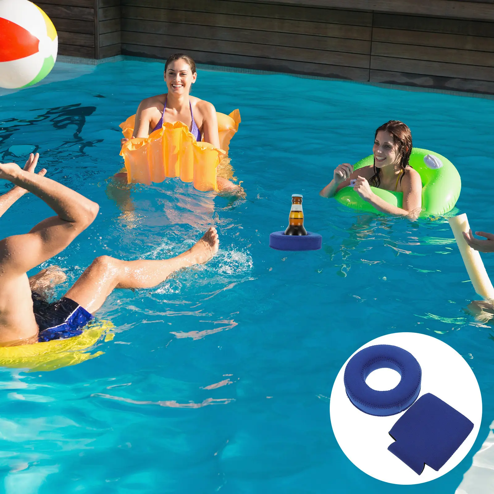 1 Juego de Portavasos Flotantes de Neopreno para Bebidas en la Piscina, Playa, Lago, Spa, Posavasos Flotantes