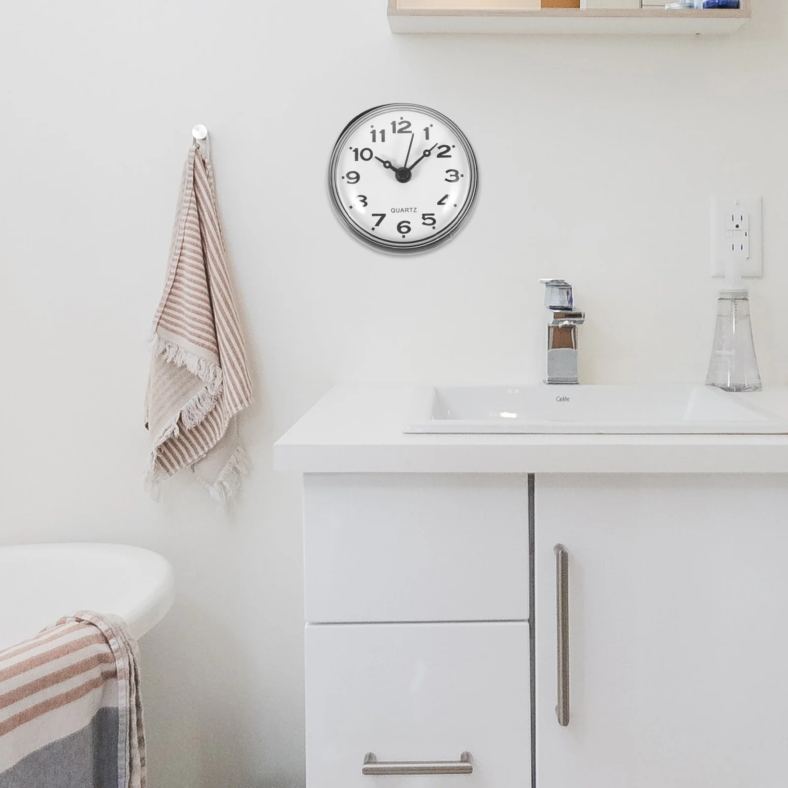 

Waterproof Bathroom Clock Lightweight Small Size Suction Cup Efficient Shower Wall Clock Operated Wall Ornament