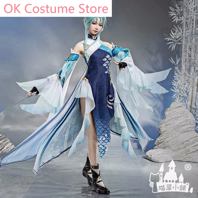 Anime! Genshin Impact Madame Ping Game Suit Elegant Cheongsam Dress Uniform Cosplay Costume Halloween Party Outfit Women