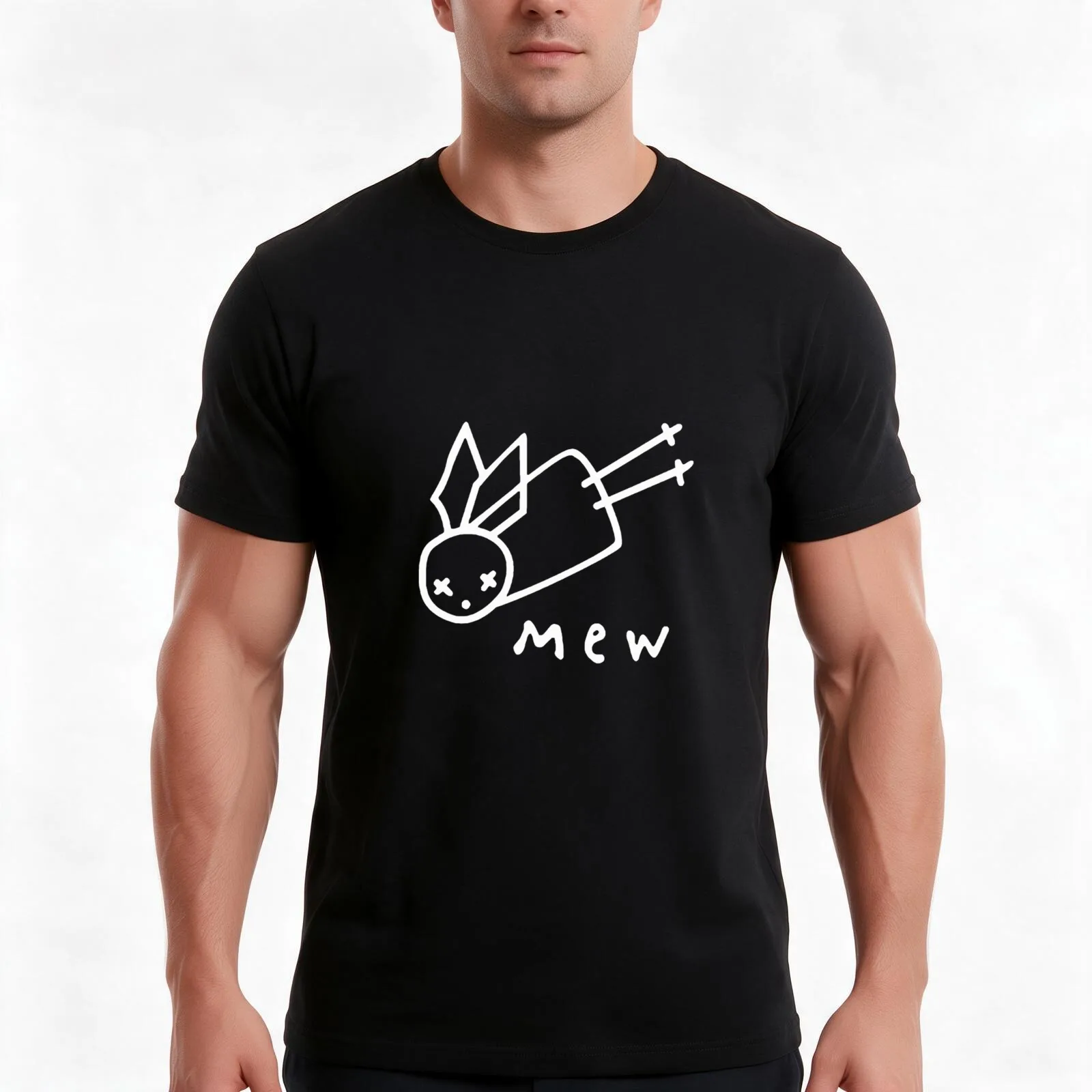 mew band T-Shirt, Summer Casual Cotton Tee, Oversized Streetwear Tops, Vintage Graphic Print, Loose Fit Short Sleeve