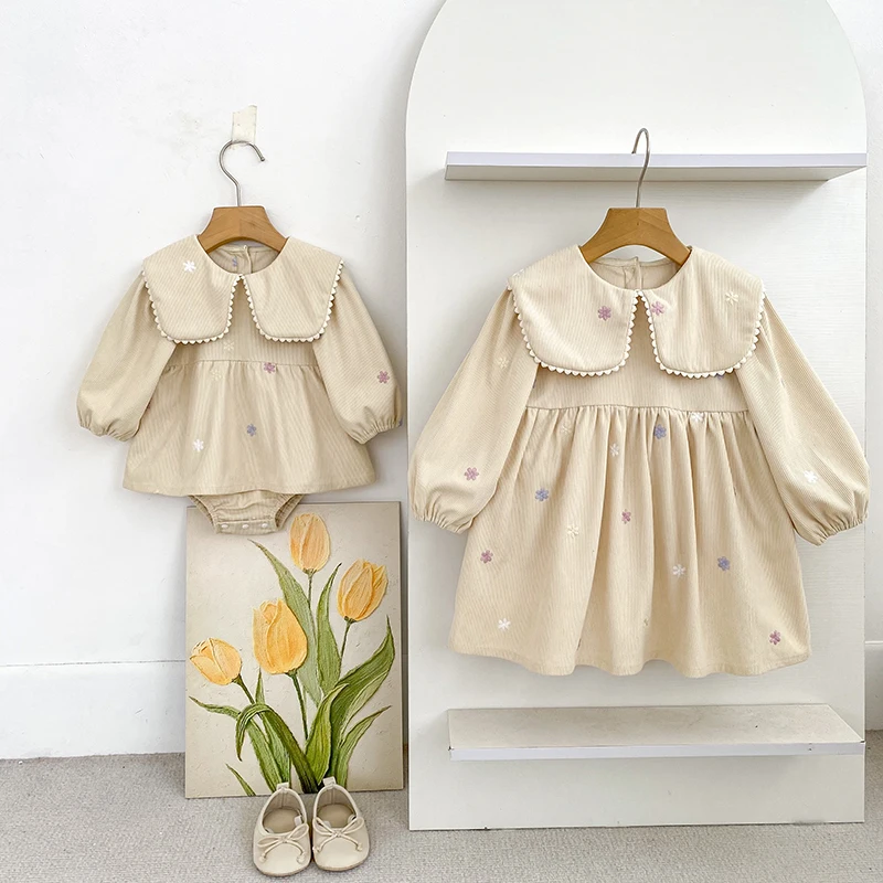 2026 Baby-Mädchen-Stramplerkleid Frühling Herbst Langarm Bunte Blumenstickerei Gestreifter Säuglings-Body Neugeborenes Mädchen 0-24M – Detail 15