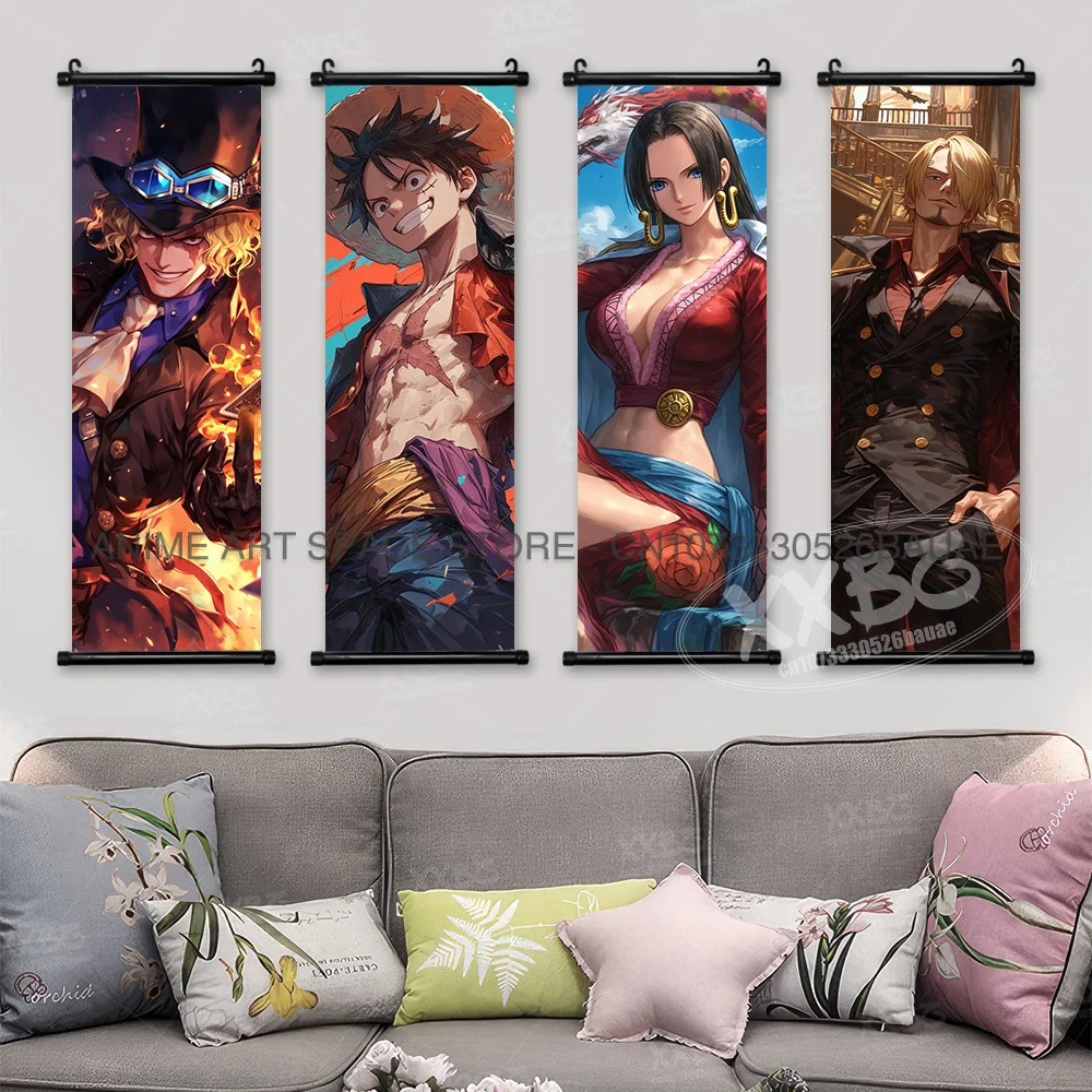 ONE PIECE Hängendes Gemälde Sabo Anime Scrolls Bilder Vinsmoke Sanji Poster Shanks Home Decor Doflamingo Wandkunst Chopper Wandbild – Detail 3