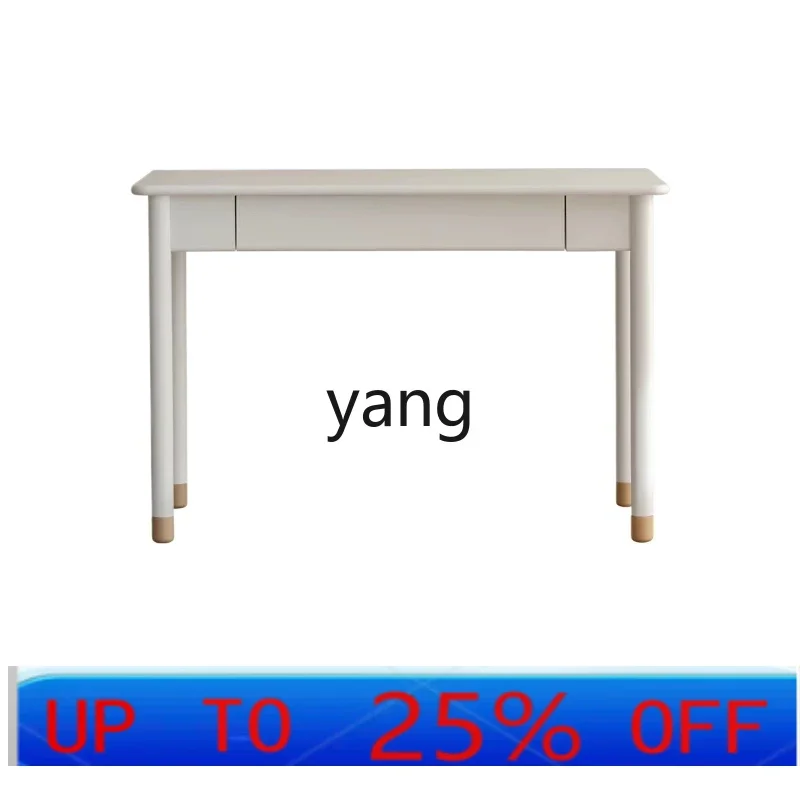 Biurko do nauki z litego drewna LTT, w kolorze kremowym, białe biurko do pisania z szufladami