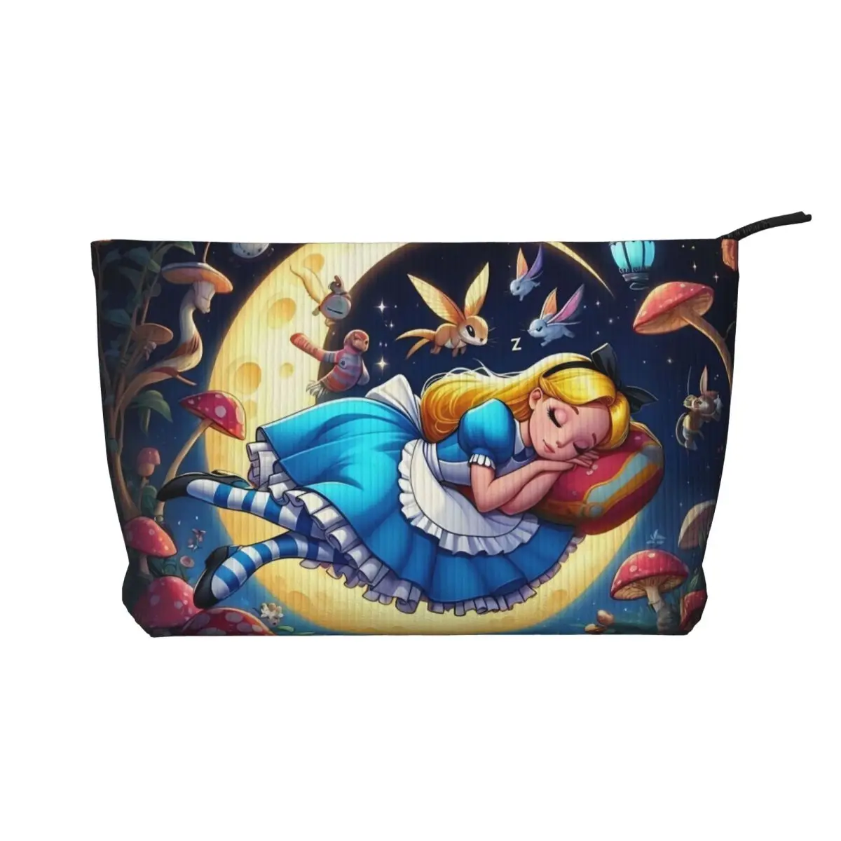 

Custom Alice In Wonderland Cosmetic Bag Women Kawaii Large Capacity Cheshires Cat Funny Makeup Case Beauty Storage Toiletry Bags