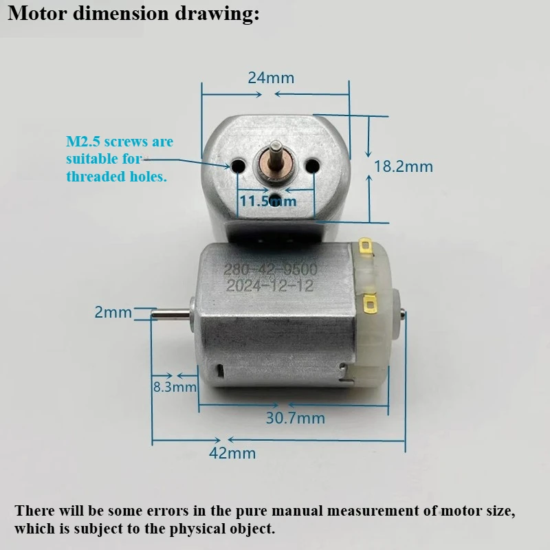 280 High-speed Motor 2.4V-9.6V High-torque Remote Control Car Sinks Model Car Tooth Punch Shaver Sharpener.
