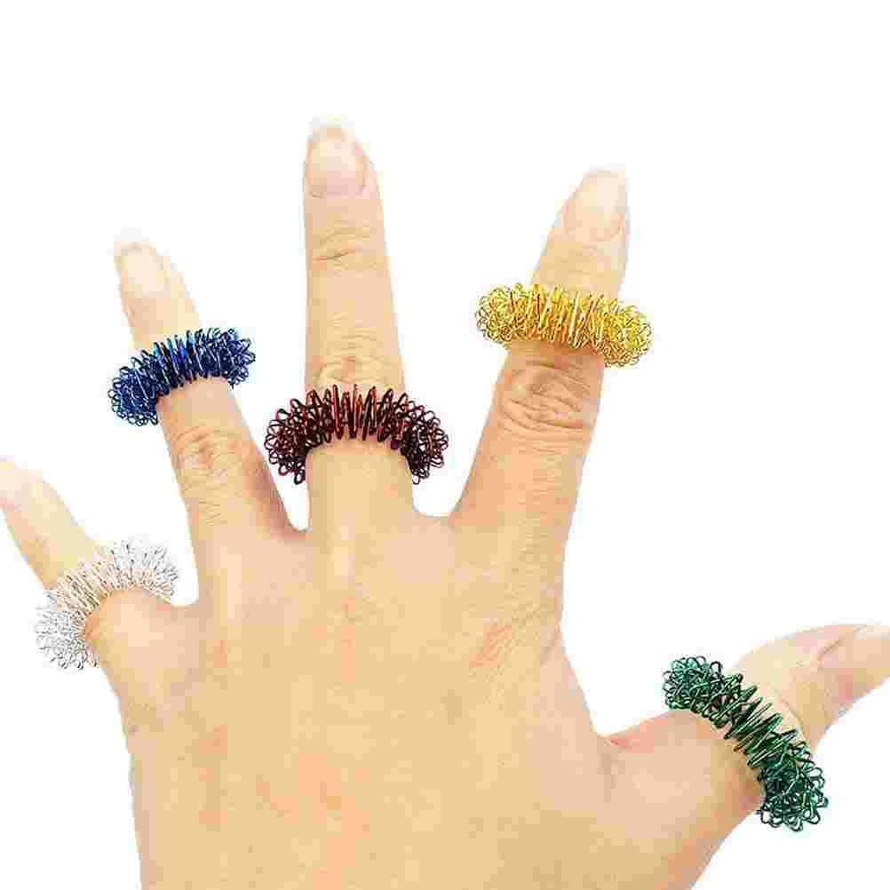 6 Pcs Medicinal Primary School Toy Acupressure Ring Jewelry Body Finger Massage Tool