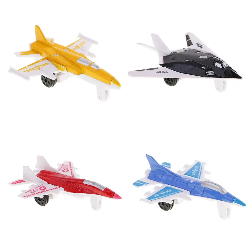 Jouets d'avion moulés sous pression pour enfants, chasseur assressenti, thème militaire, 4 pièces