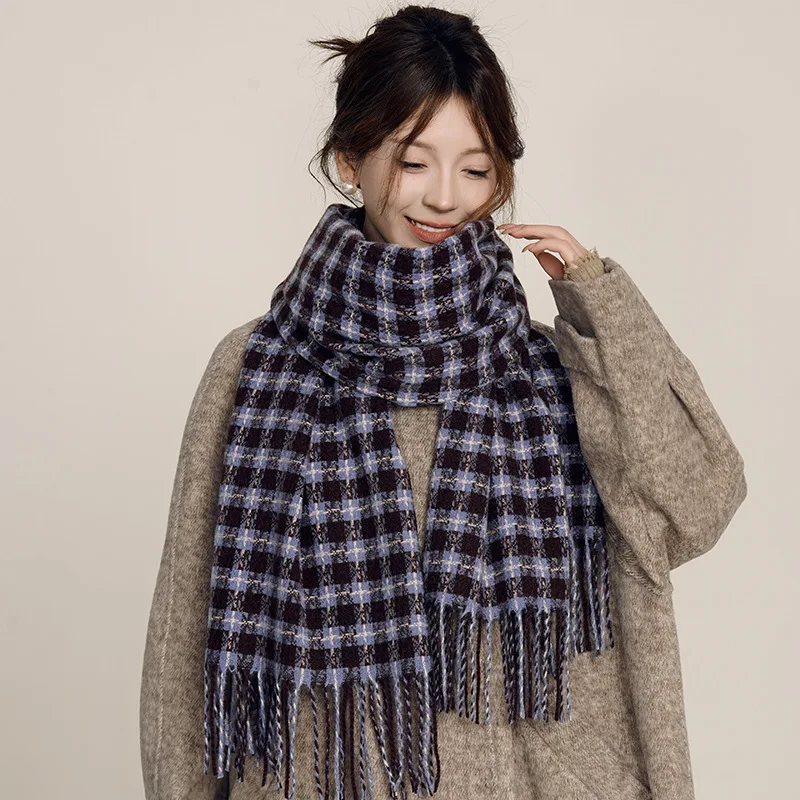 Новый клетчатый шарф USPOP в Корейском стиле с ромбовидным узором для женщин осенне-зимние толстые теплые большие шарфы шаль