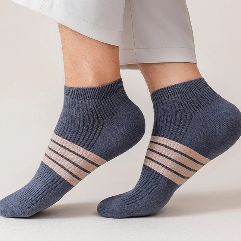 Chaussettes invisibles pour hommes, lot de 5 paires, bateau, printemps et été