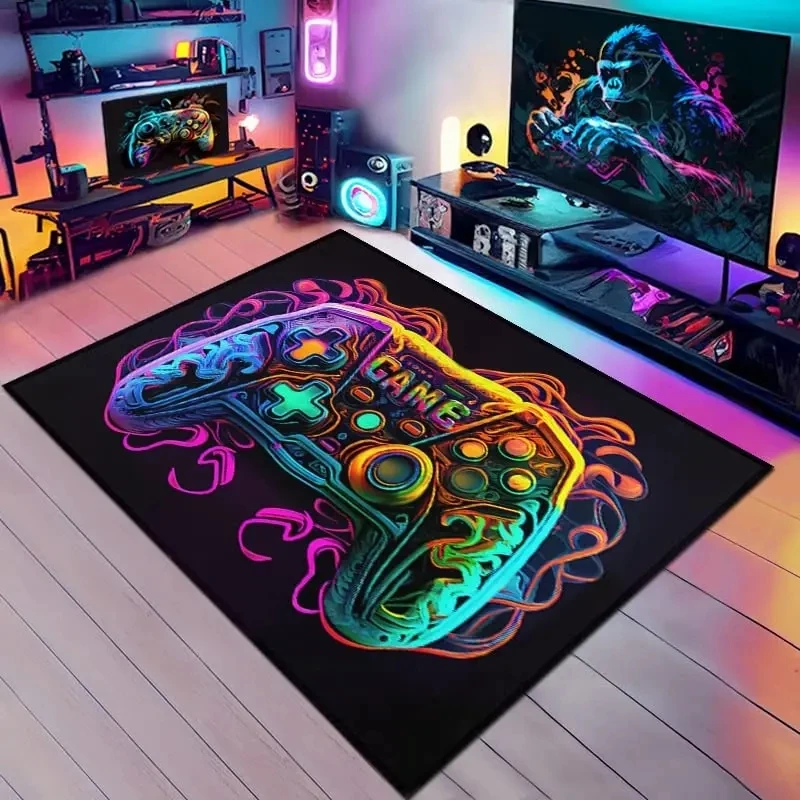 3D Game Carpet for Boys Room Game Rug with Controller Design for Game Room Home Room Area Large Rug Gift Door Mat Decoration