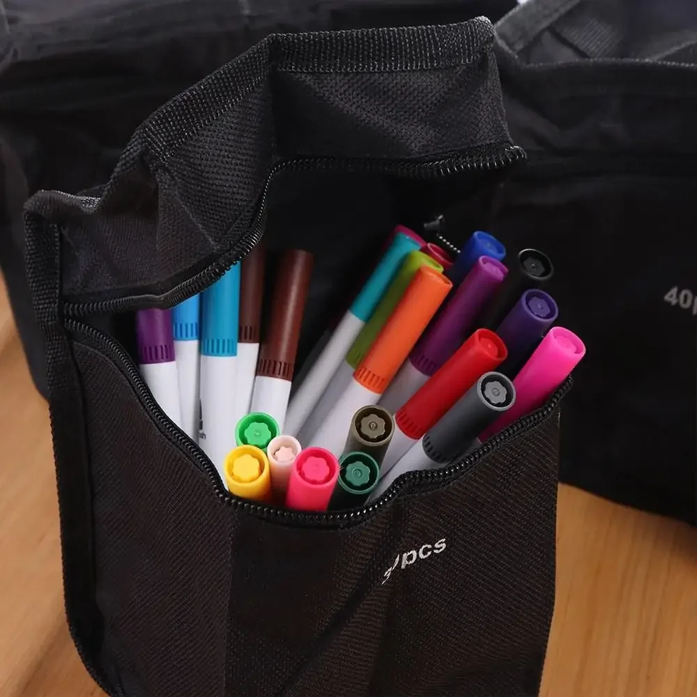 Imagem -02 - Grande Capacidade Art Marker Pen Storage Bolsa Canvas Marker Pen Organizer Folding Square Marker Pouch Artista