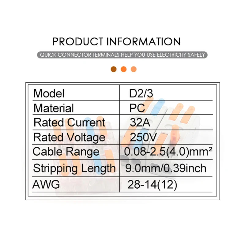 Universal Compact Conductor Spring Splicing 2/3Pin Docking Connector Mini Fast Wire Cable Connector Push-in Terminal Block