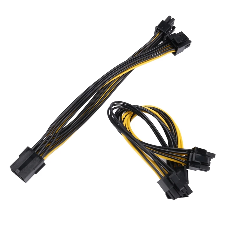 채굴용 GPU 전원 공급 장치 브레이크아웃 보드용 전원 케이블, PCI 익스프레스-듀얼 PCIE 6 + 2 핀 PCI-E, 18AWG, 4 개