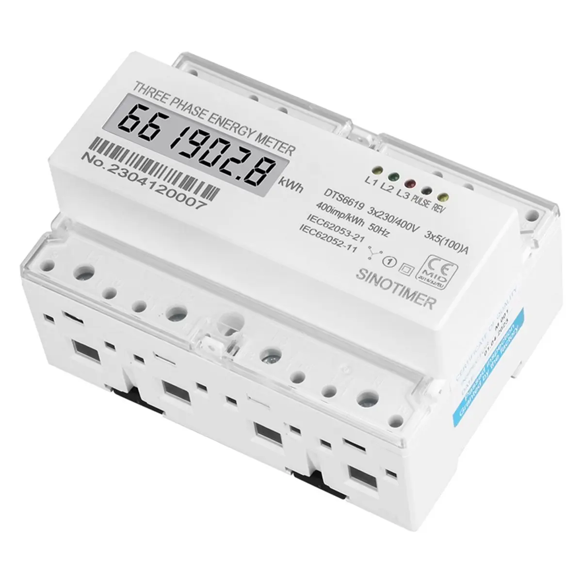 Best sales 2026 3 Phase 4 Wires Analog / Digital Meter 7P KWh Electrical Power Consumption Monitor DIN Rail AC 400V 100A view 3