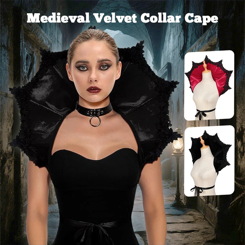 

Women's Gothic Velvet Cape Collar Halloween Cosplay Accessorie Vampire Witch Carnival Party Masquerade Dress Up Costumes Props