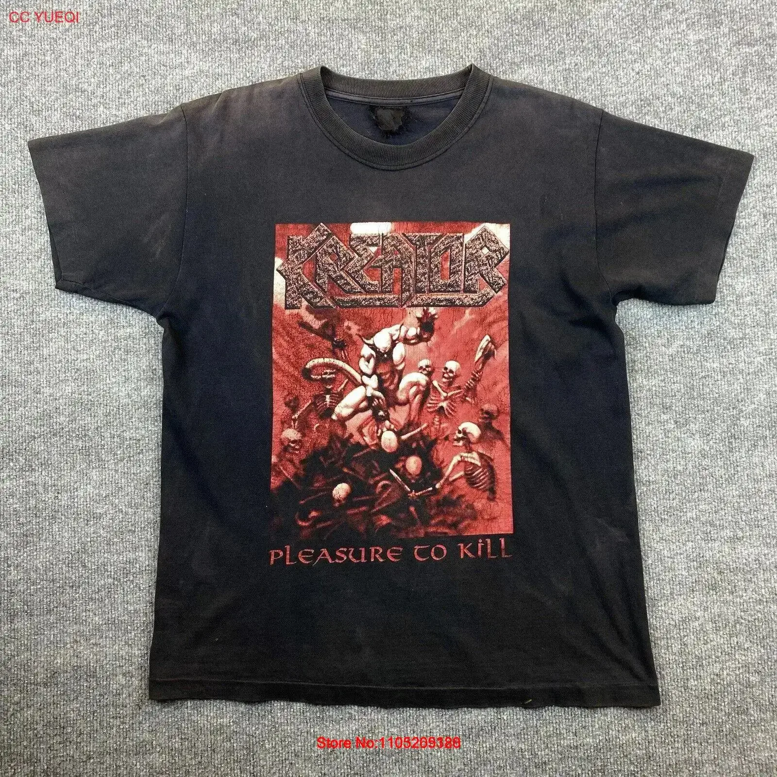 Kreator Vintage T Shirt 1986 Pleasure To Kill Tour 80's Thrash Metal Concert LP vintage Washed Breathable Versatile graphic