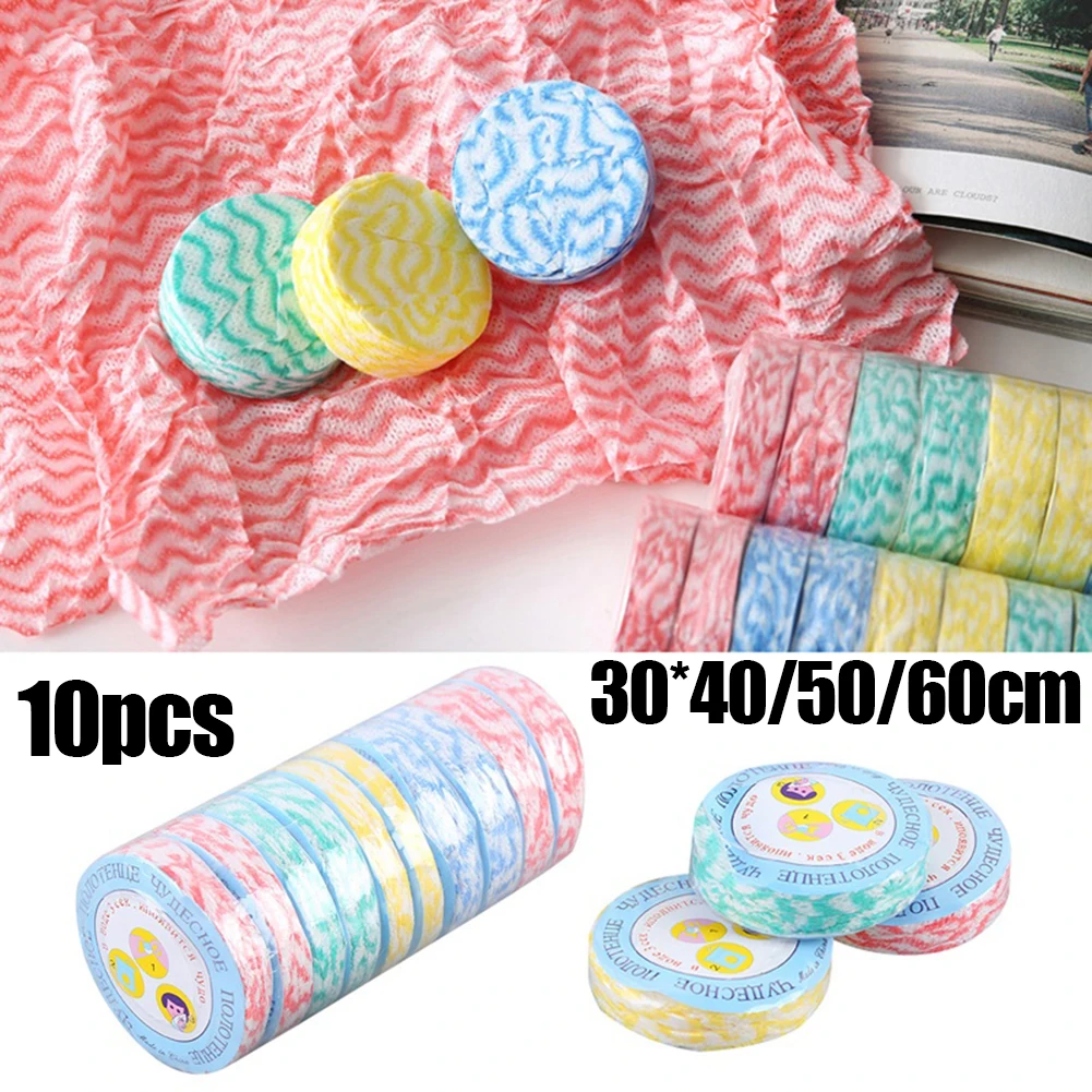 10pcs Travel Portable Compressed Towel Outdoor Disposable Non-Woven Towel Rag Hiking Camping Reusable Cotton Towel