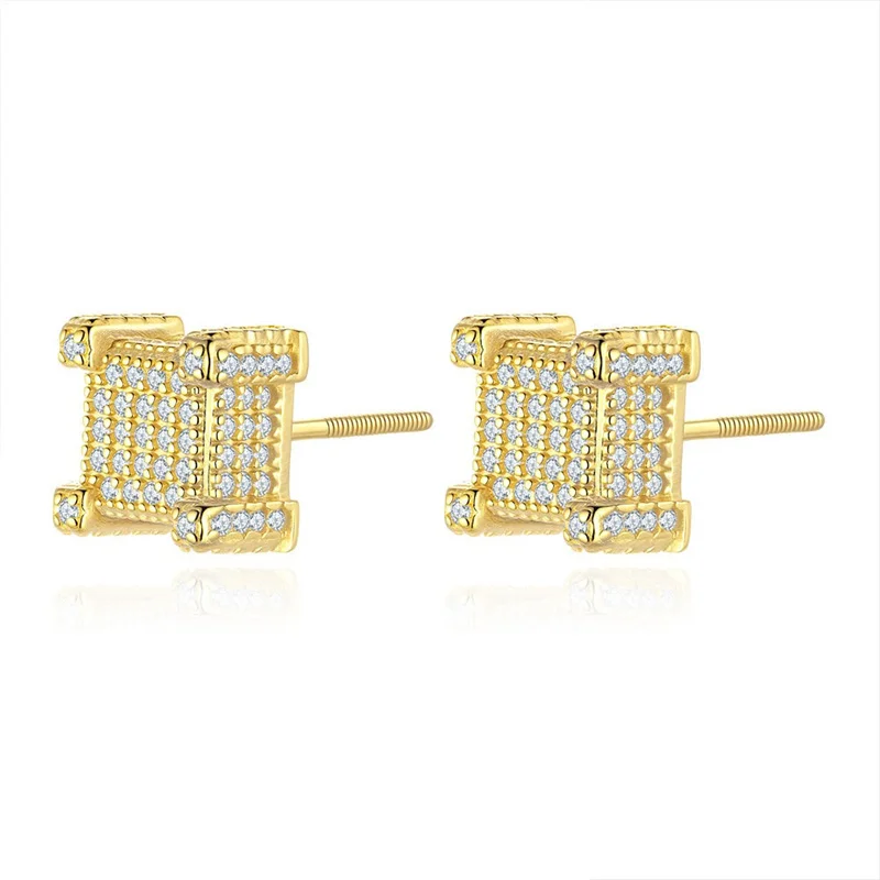 

ZFSILVER Trend 925, серебряный муассанит, классический модный дизайн, квадратные серьги в стиле хип-хоп для очарования, женские аксессуары, ювелирные изделия, подарок KE077