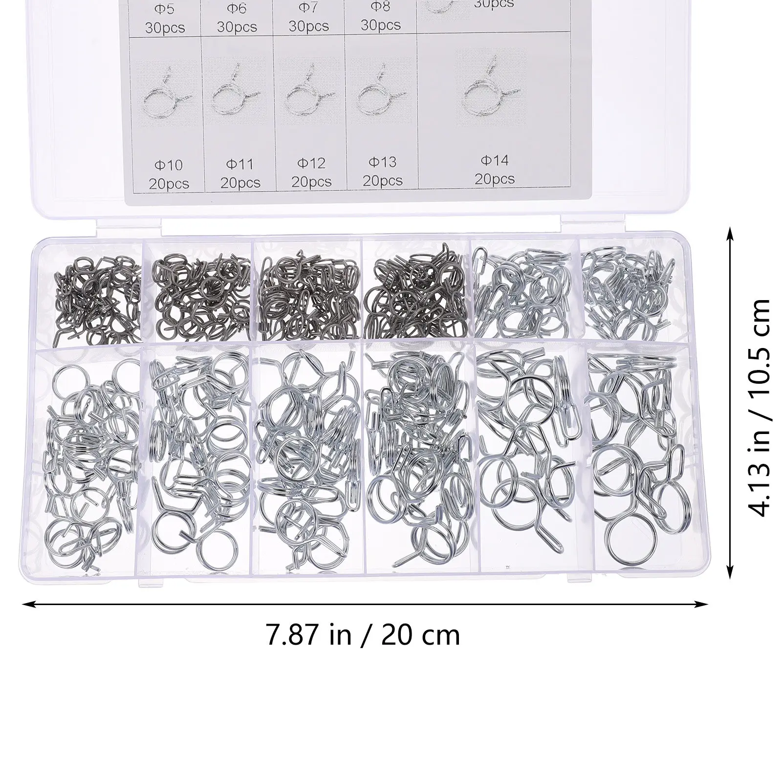 250Pcs Double Wire Hose Clamps Spring Type Stainless Steel Fuel Vacuum Air Water Silicone Tube Clamp for Garage Boat Motorcycle