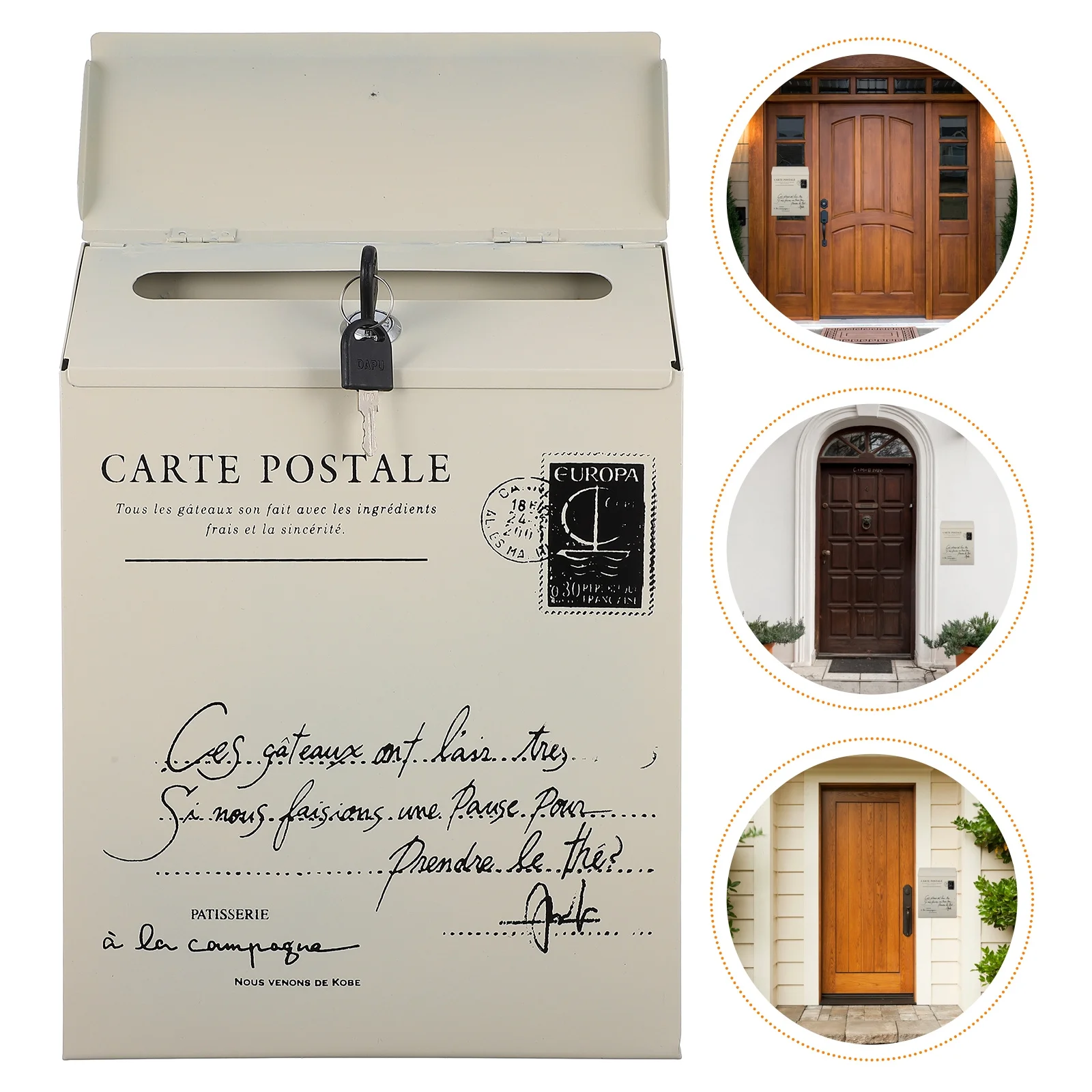 

1 pc Retro Letter Box Iron Lockable Mailbox Wall Mount Vintage Suggestion Box For Home Decor Newspaper Storage