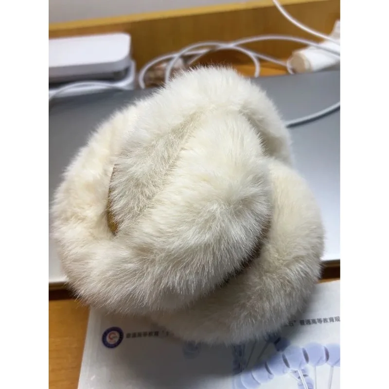 موضة أفخم الأذن يفشل طوي رشاقته الصوف غطاء للأذن للنساء الرجال شتاء دافئ الجلد المدبوغ إيرفلاب في الهواء الطلق حماية الباردة غطاء للأذنين #6