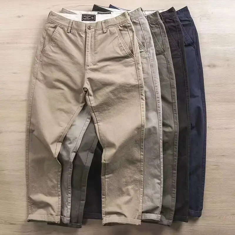 

Korean Popular Clothes Men High Quality Assurance Precision Work Cargo Man Casual Black Khaki Army Menswear Clothing Trousers