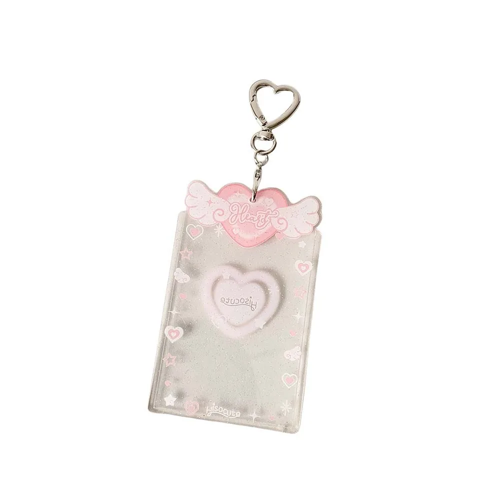 

Acrylic Card Cover Photocard Holder Love Heart Pendant With Keychain Photo Photocard Frame Idol Photo Card Korean Style