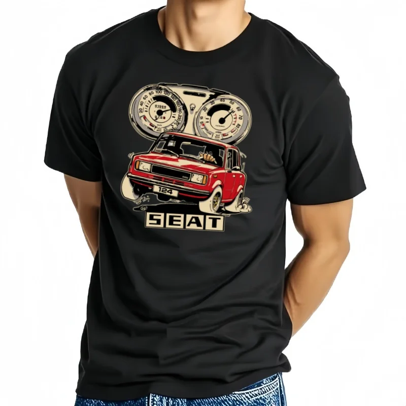 Gran oferta-Camiseta classique de España S E A T, 124, para coche familier pequeño Camiseta de manga corta de al