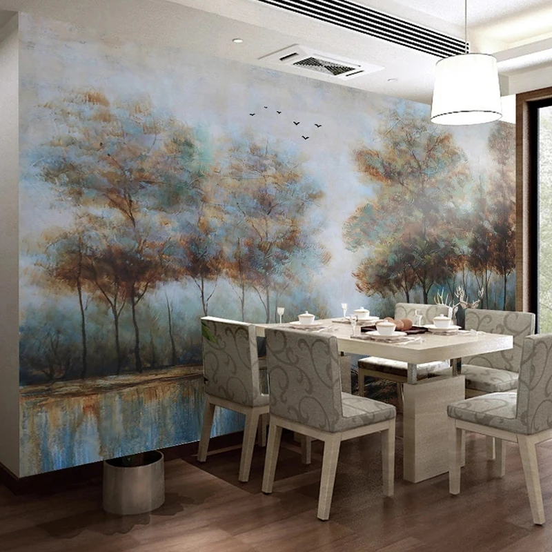 

Custom Mural Wallpaper European Nostalgia Forest Elk Bird Wall Painting Living Room Bedroom Study TV Home Decor Papel De Parede