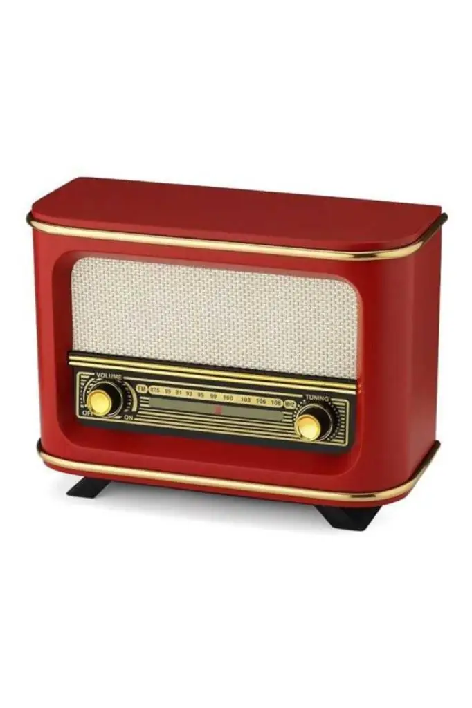 Wooden Rechargable Nostalgic Radio Red