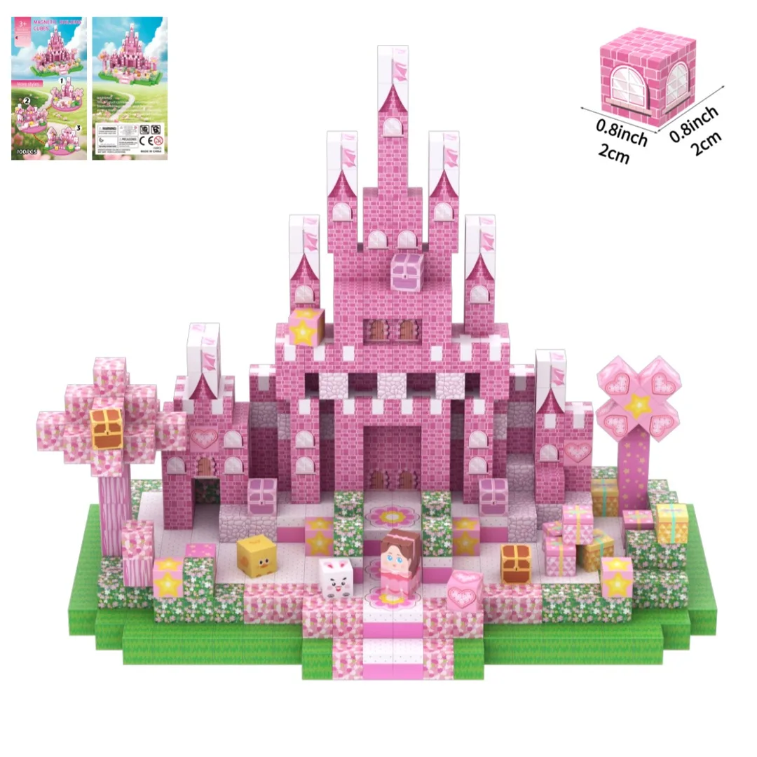 ตัวต่อแม่เหล็กดอกซากุระ ปราสาทเจ้าหญิง สวน ของเล่นเสริมพัฒนาการ STEM Montessori แม่เหล็กสัมผัสสำหรับเด็กเล็ก