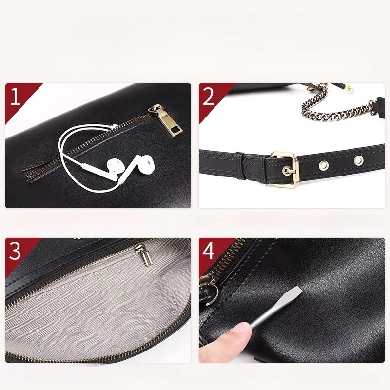 Women’s Waist Pack Genuine Cowhide Leather Large Capacity Simple All-match Crossbody Chest Bag