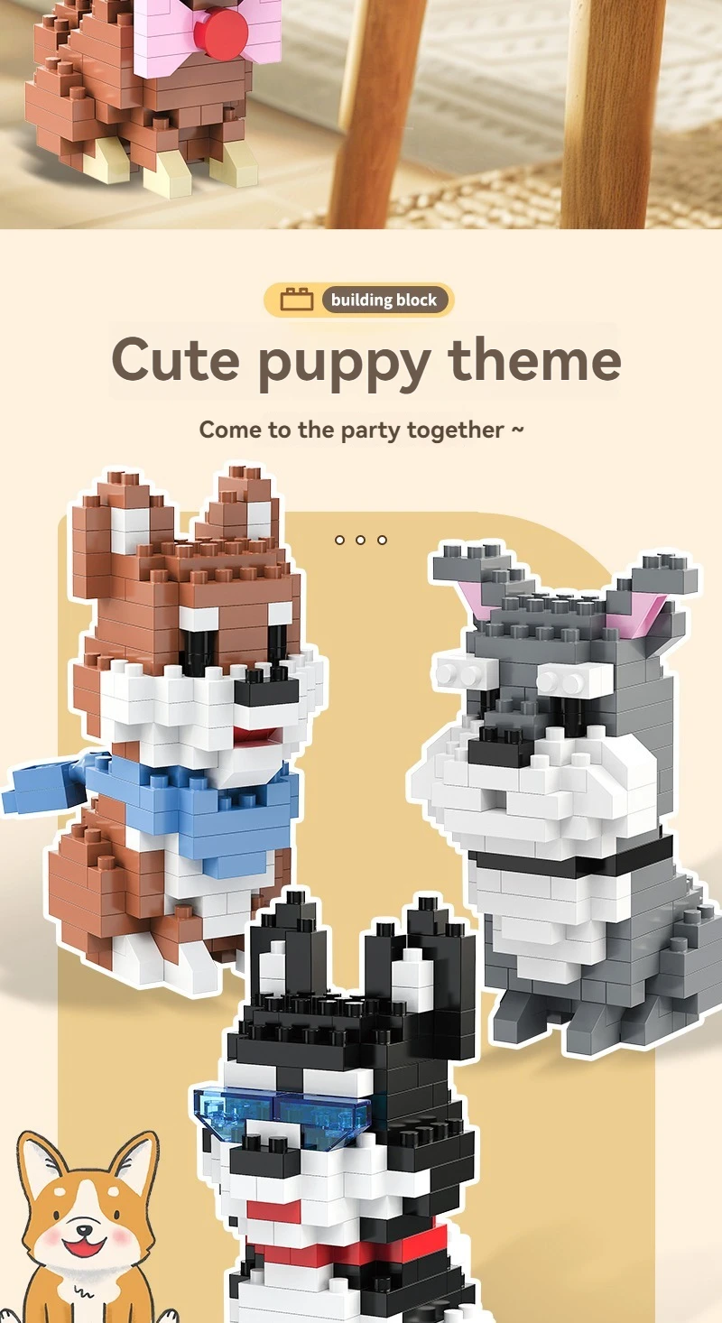 DIY Kreative Micro Bausteine Set Hunde Cartoon Charakter Modelle DIY Pädagogisches Spielzeug Für Kinder Geburtstag Geschenk – Detail 4