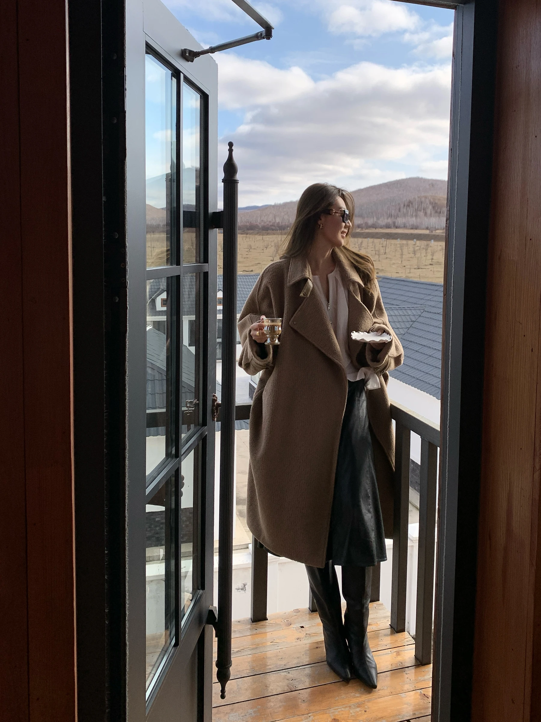 

Gakee Official Double-Sided Woolen Coat Medium-Length Autumn Winter New Sle Lazy Elegance eepskin Jaet een Color