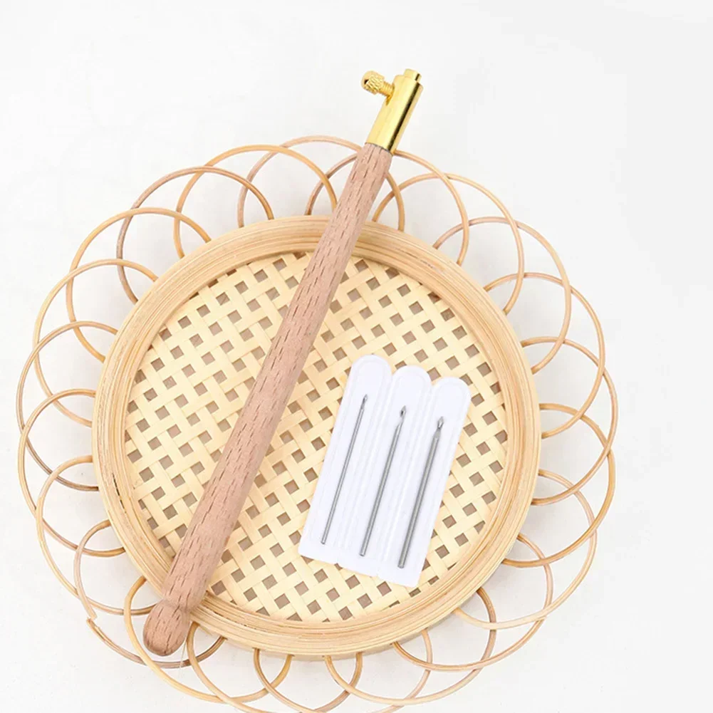 1set Embroidery Tambour Hook With 3 Needles Metal Pen Embroidery Cross Stitch Craft Kit French Crochet For Diy Sewing Knitting