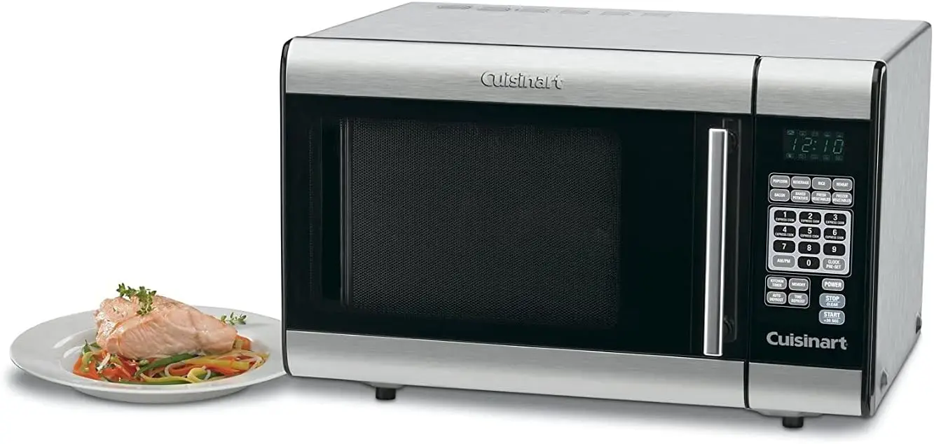 CMW-100 1-Cubic-Foot Stainless Steel Microwave Oven, Brushed Chrome Touchpad controls with LCD; 25 preprogrammed settings