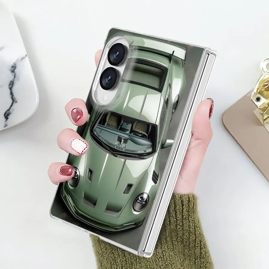 Phone Funda Case for Samsung Galaxy Z Fold 8 ZFold 8 PC Hard Luxury ZFold8 Retro Classic Racing Car