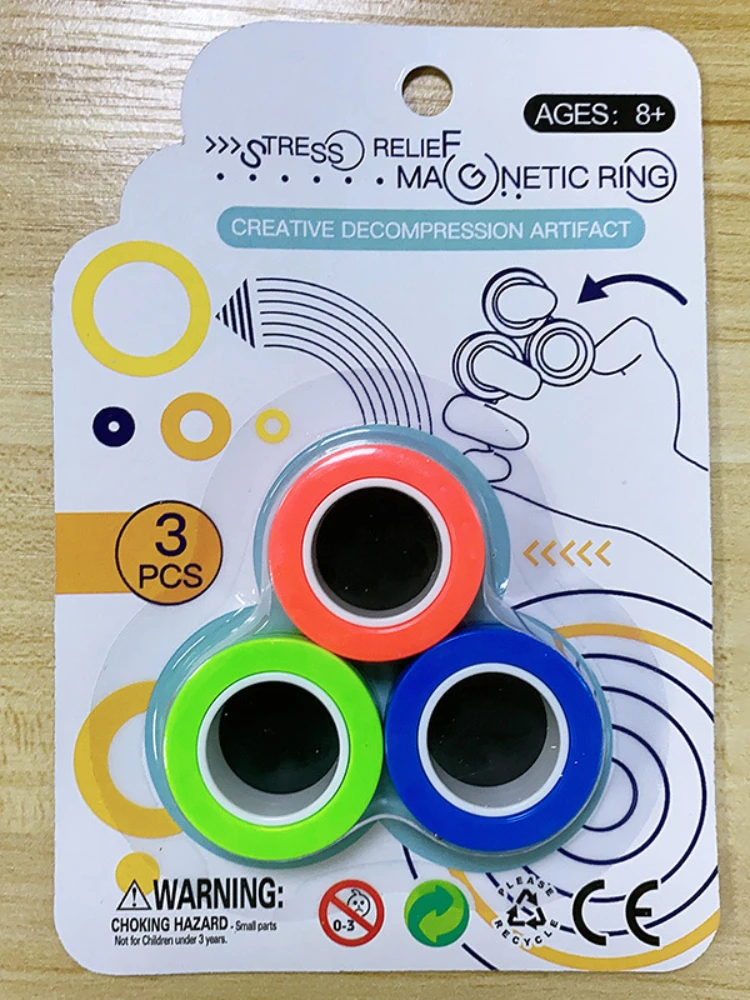 Hot 3PCS Magnetic Spinne Fidget Ring Spinner Magnet Fidget Toys Unzip Antistress For Children Adult Magnetic Spinner Rings Toys
